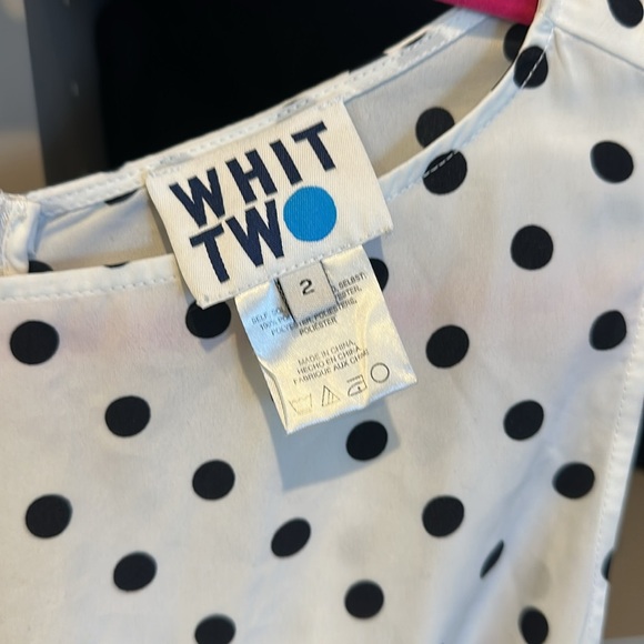 Whit Two navy/black white polka dot sleeveless tie back or front jumpsuit size 2 - Picture 2 of 3